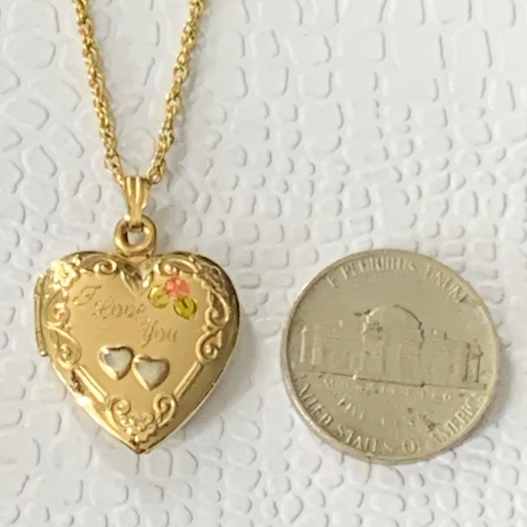 1/20 14K Gold I Love You Locket Pendant Necklace 16” - Picture 12 of 14